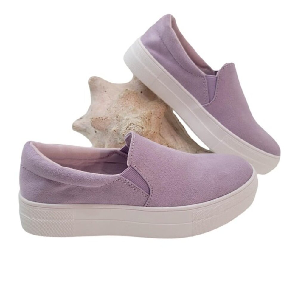 BUY ONE GET ONE FREE Soda Hike Slip-on Fashion Sneaker Lavender Faux Suede - Picture 1 of 7